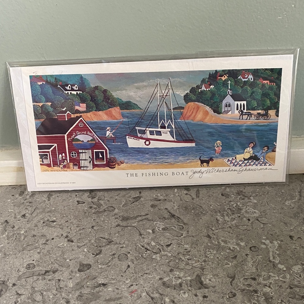 The Fishing Boat signed Art Print by Judy Wickersham Schauermann